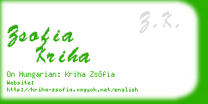 zsofia kriha business card